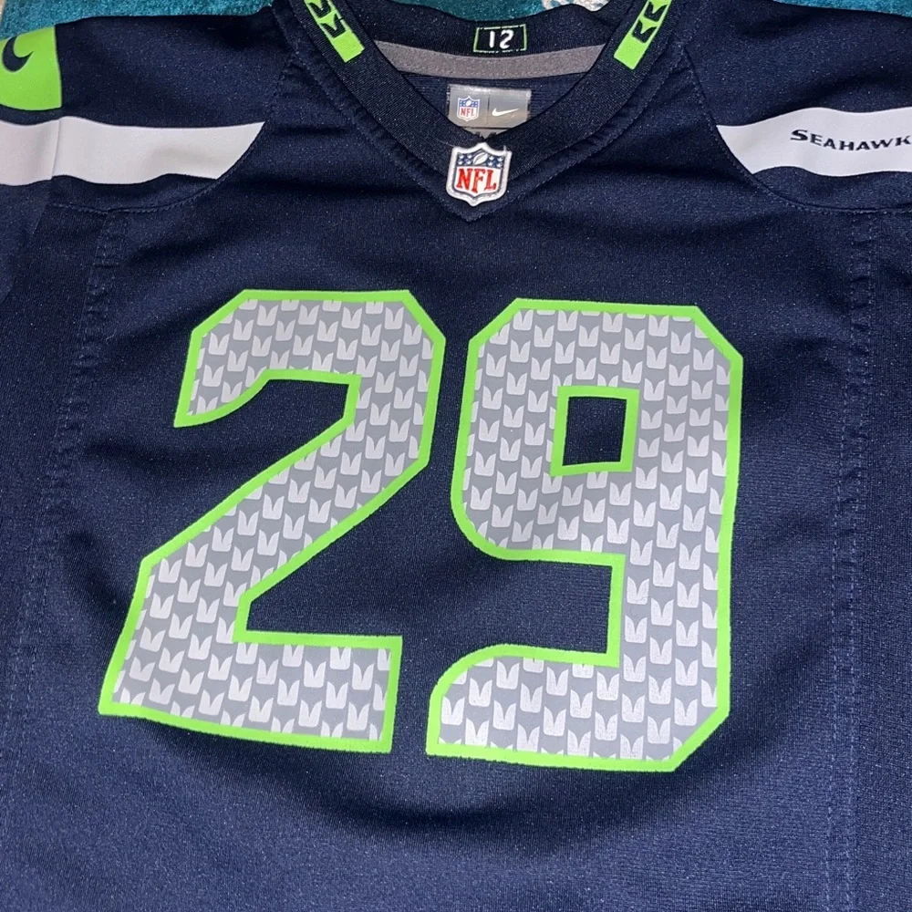Seattle Seahawks Football Jersey Blue Green Kid's M Boy Girl NFL #29 THOMAS III